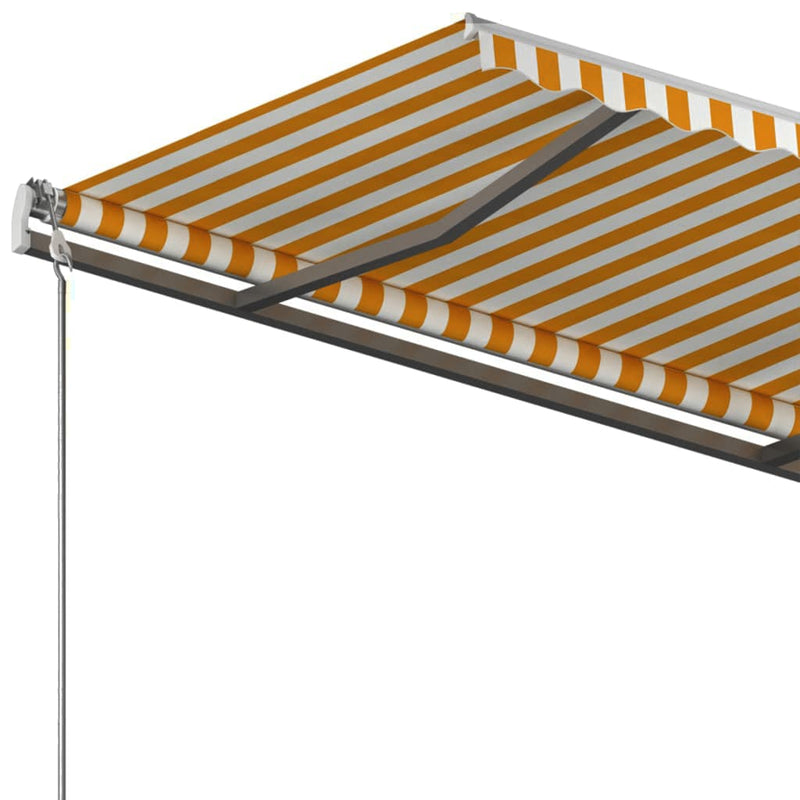 vidaXL sárga és fehér kézzel kihúzható póznás napellenző 450 x 300 cm