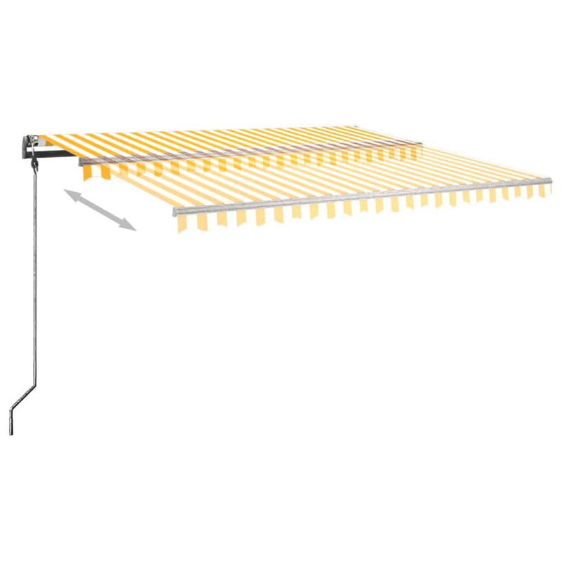 vidaXL sárga és fehér kézzel kihúzható póznás napellenző 450 x 300 cm