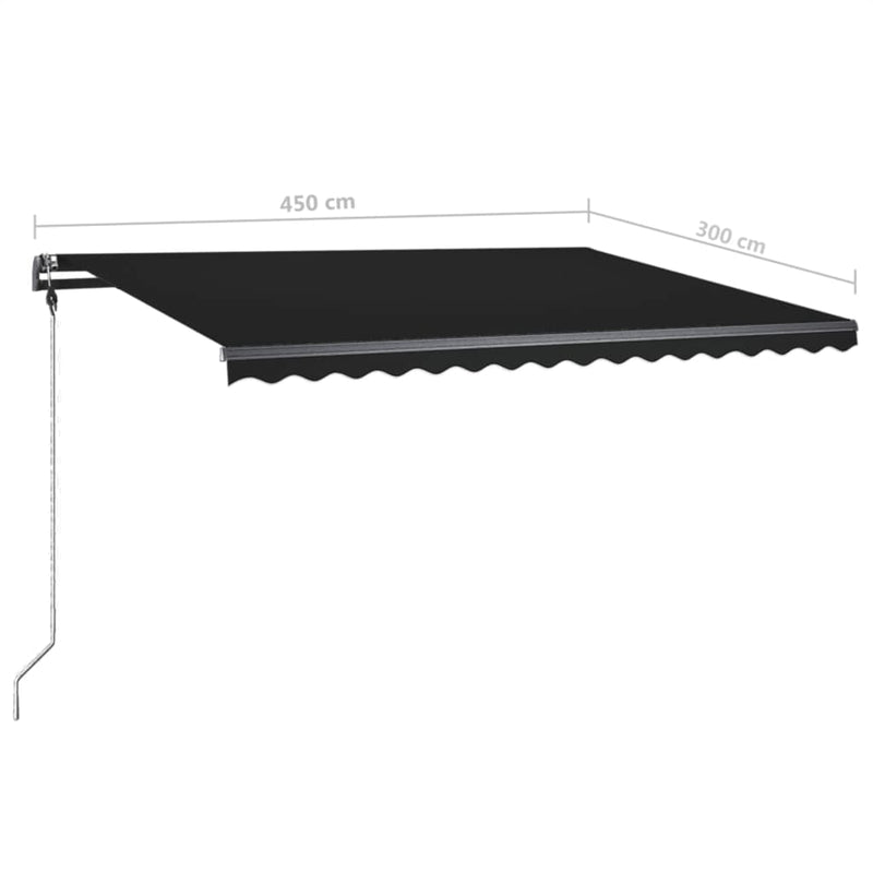 vidaXL antracitszürke kézzel kihúzható póznás napellenző 450 x 300 cm