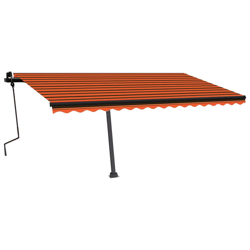 vidaXL narancs-barna kézzel kihúzható póznás napellenző 450 x 300 cm