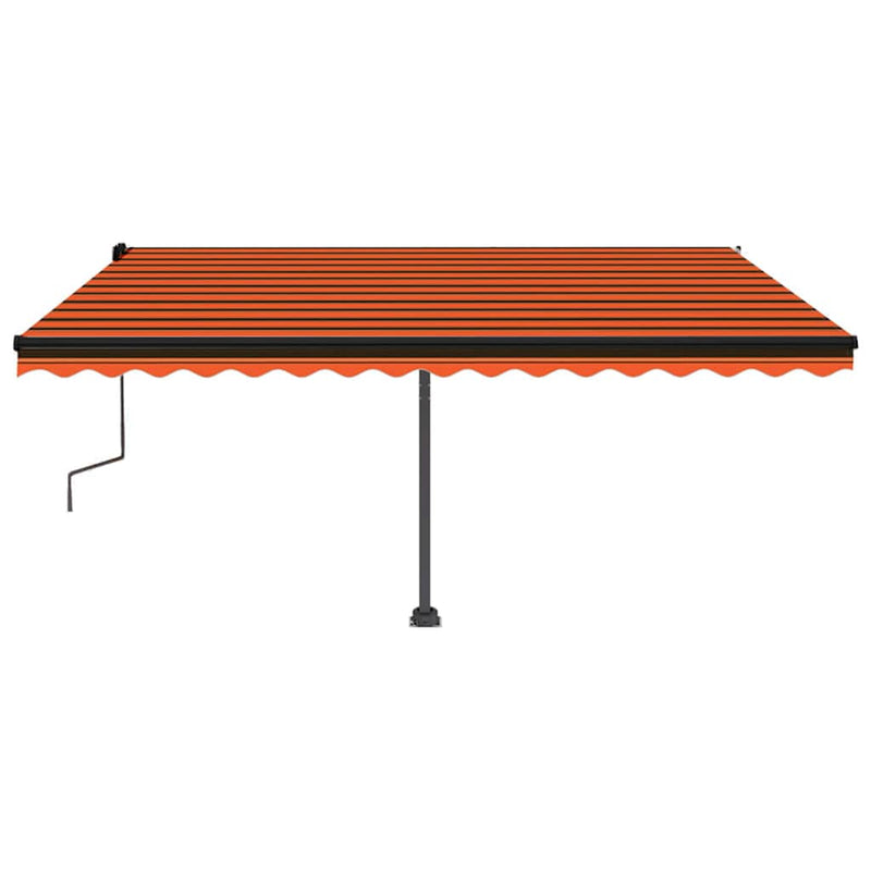 vidaXL narancs-barna kézzel kihúzható póznás napellenző 450 x 300 cm