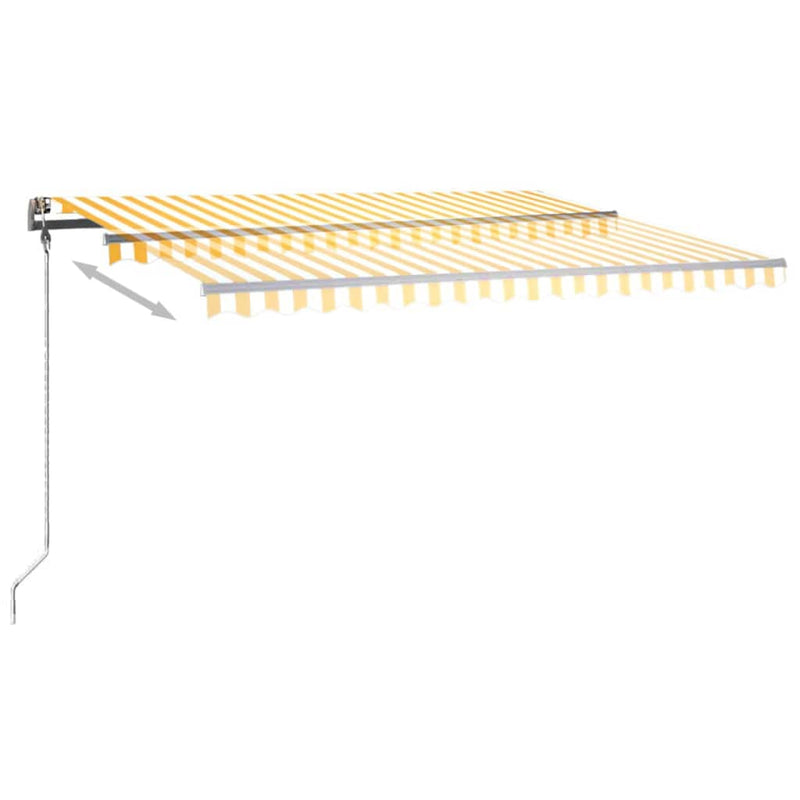 vidaXL sárga és fehér kézzel kihúzható LED-es napellenző 450 x 300 cm