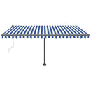 vidaXL kék és fehér automata póznás napellenző 450 x 300 cm