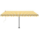 vidaXL sárga-fehér automata póznás napellenző 450 x 300 cm