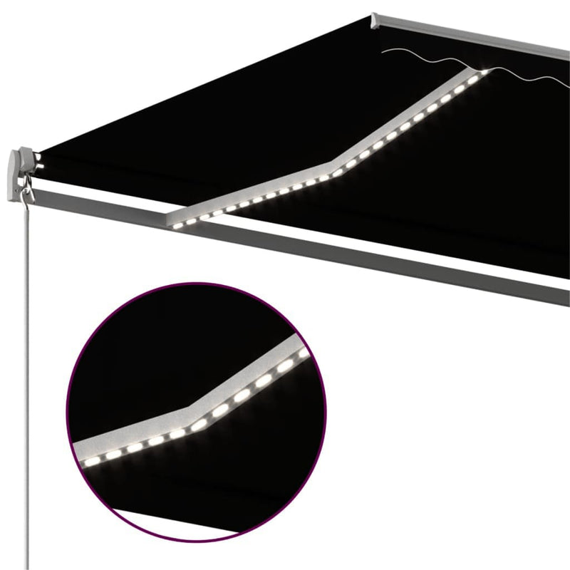 vidaXL antracitszürke szélérzékelős és LED-es napellenző 450 x 300 cm