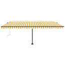 vidaXL sárga-fehér automata póznás napellenző 500x300 cm