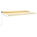 vidaXL sárga-fehér kézzel kihúzható póznás napellenző 600 x 300 cm