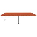 vidaXL narancs-barna kézzel kihúzható póznás napellenző 600 x 300 cm