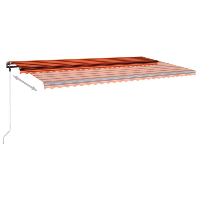 vidaXL narancs és barna kézzel kihúzható LED-es napellenző 600x300 cm