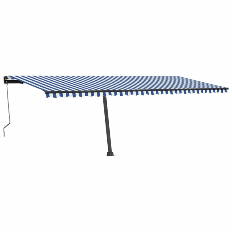 vidaXL kék-fehér automata szélérzékelős és LED-es napellenző 600x300cm