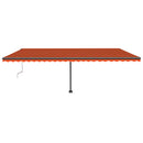 vidaXL narancssárga-barna szélérzékelős és LED-es napellenző 600x300cm