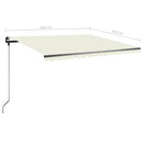 vidaXL krémszínű kézzel kihúzható póznás napellenző 400 x 350 cm