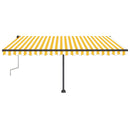 vidaXL sárga-fehér kézzel kihúzható póznás napellenző 400 x 350 cm