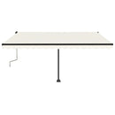 vidaXL krémszínű kézzel kihúzható LED-es napellenző 400 x 350 cm