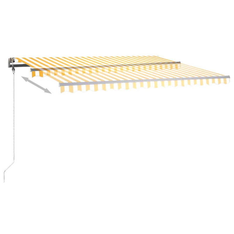 vidaXL sárga és fehér kézzel kihúzható LED-es napellenző 400 x 350 cm