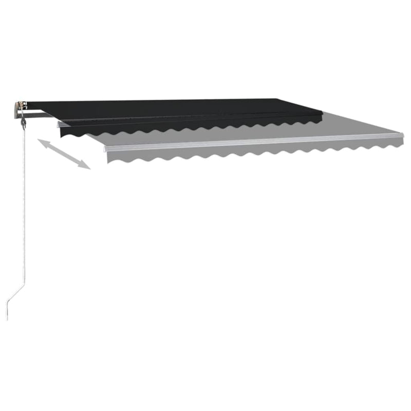 vidaXL antracitszürke kézzel kihúzható LED-es napellenző 400 x 350 cm