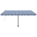 vidaXL kék és fehér automata póznás napellenző 400 x 350 cm
