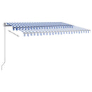 vidaXL kék és fehér automata póznás napellenző 400 x 350 cm