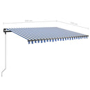 vidaXL kék és fehér kézzel kihúzható LED-es napellenző 450 x 350 cm