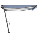 vidaXL kék és fehér kézzel kihúzható LED-es napellenző 450 x 350 cm