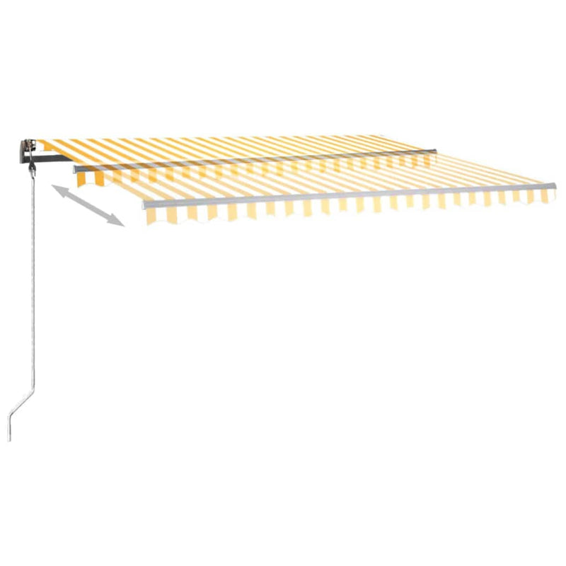 vidaXL sárga és fehér kézzel kihúzható LED-es napellenző 450 x 350 cm