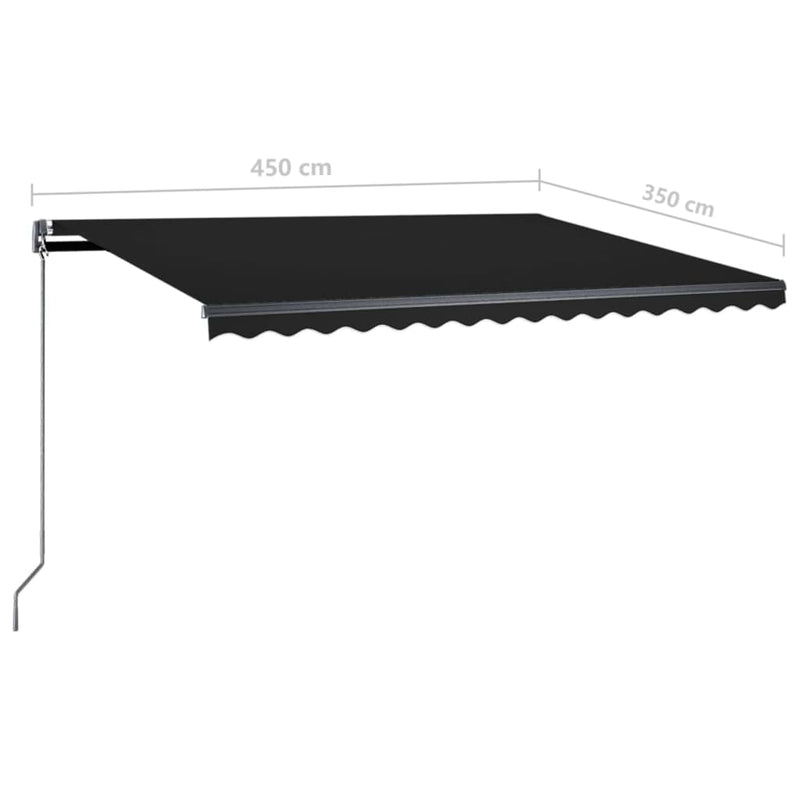 vidaXL antracitszürke kézzel kihúzható LED-es napellenző 450 x 350 cm