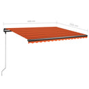 vidaXL narancs és barna kézzel kihúzható LED-es napellenző 450 x 350cm