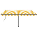 vidaXL sárga-fehér automata póznás napellenző 450 x 350 cm