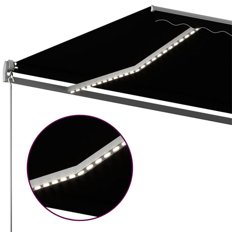 vidaXL antracitszürke szélérzékelős és LED-es napellenző 450x350 cm