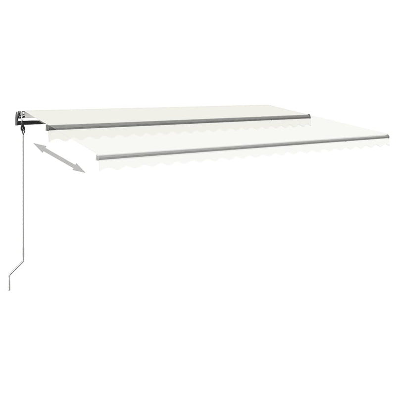 vidaXL krémszínű kézzel kihúzható LED-es napellenző 500x350 cm