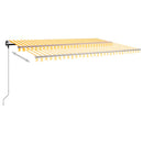 vidaXL sárga és fehér kézzel kihúzható LED-es napellenző 500x350 cm