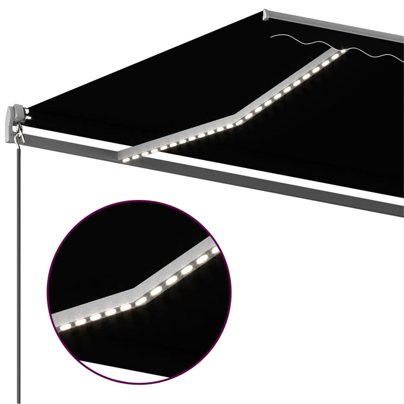 vidaXL antracitszürke szélérzékelős és LED-es napellenző 500x350 cm