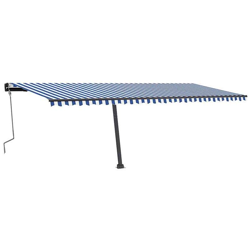 vidaXL kék és fehér kézzel kihúzható póznás napellenző 600 x 350 cm