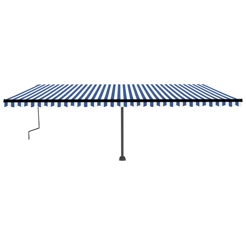 vidaXL kék és fehér kézzel kihúzható póznás napellenző 600 x 350 cm