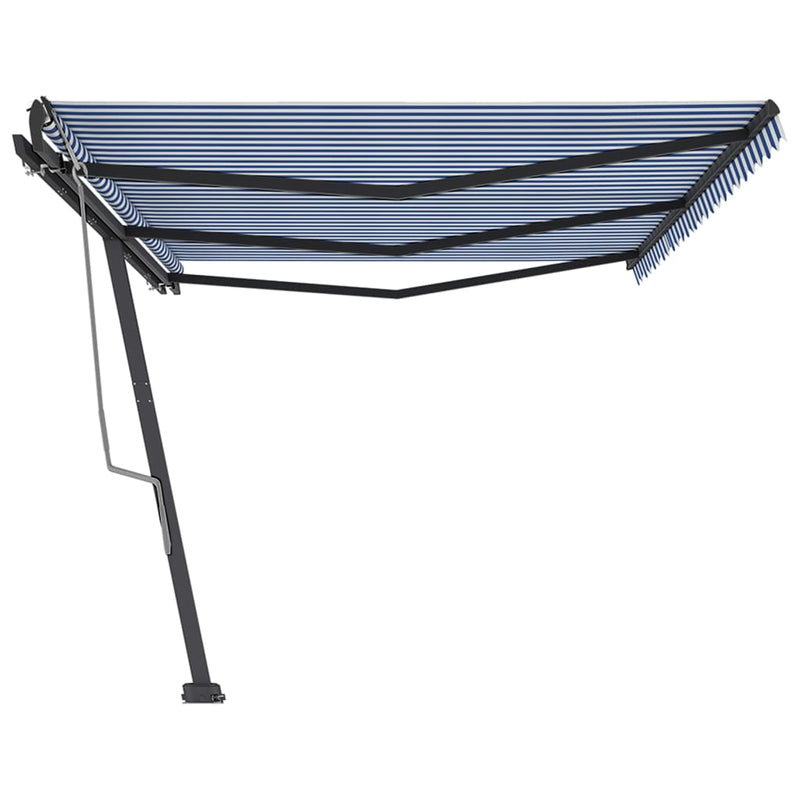 vidaXL kék és fehér kézzel kihúzható póznás napellenző 600 x 350 cm