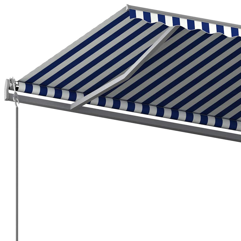 vidaXL kék és fehér kézzel kihúzható póznás napellenző 600 x 350 cm