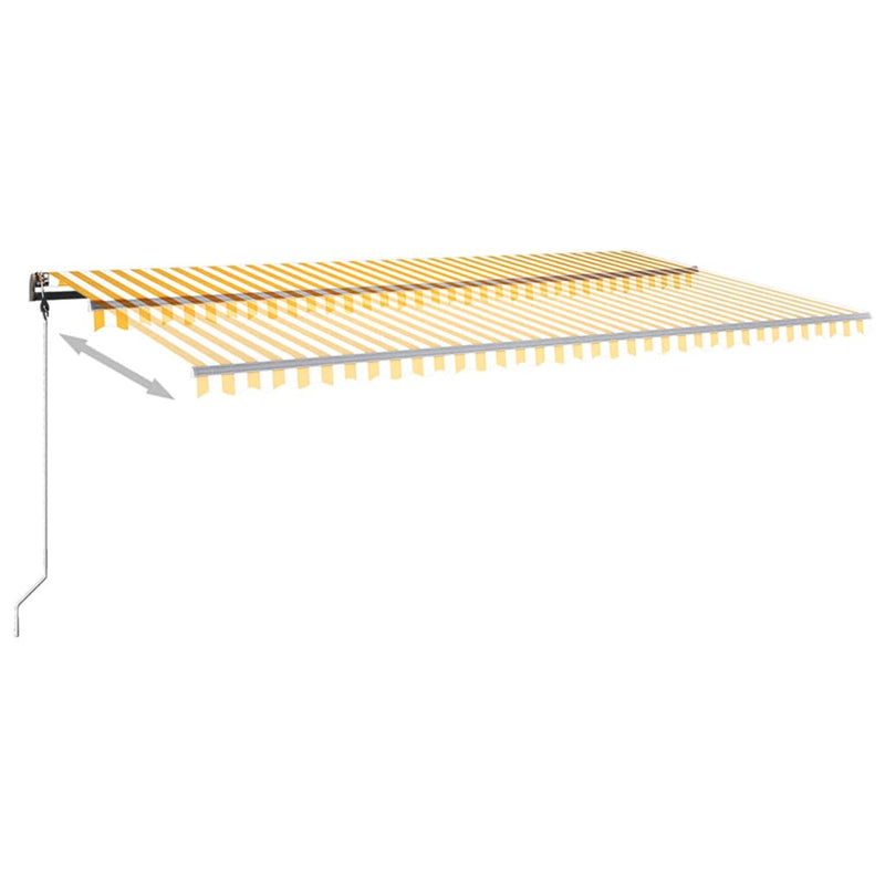 vidaXL sárga és fehér kézzel kihúzható LED-es napellenző 600 x 350 cm