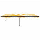 vidaXL sárga-fehér automata póznás napellenző 600 x 350 cm