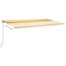 vidaXL sárga-fehér automata póznás napellenző 600 x 350 cm