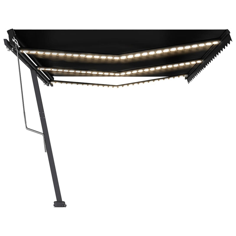 vidaXL antracitszürke szélérzékelős és LED-es napellenző 600 x 350 cm