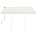 vidaXL krémszínű kézzel kihúzható napellenző póznákkal 3 x 2,5 m
