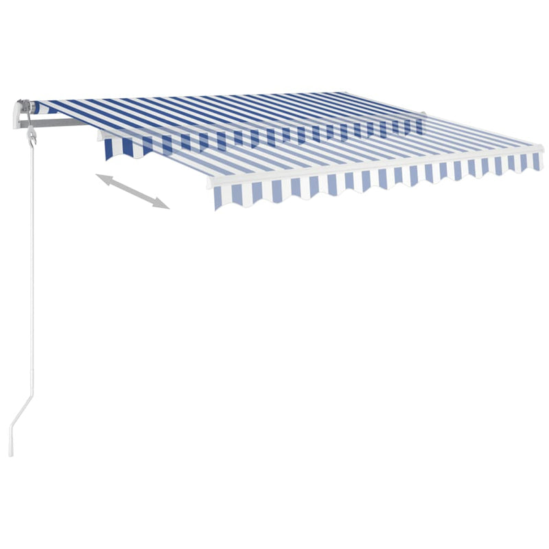 vidaXL kék és fehér kézzel kihúzható LED-es napellenző 3 x 2,5 m