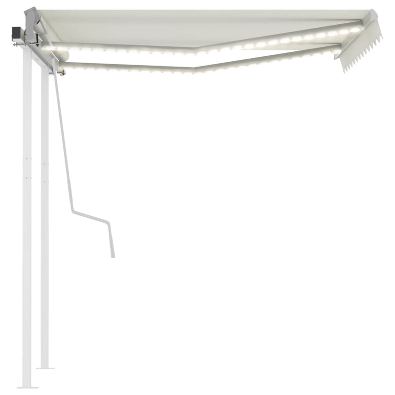 vidaXL krémszínű kézzel kihúzható LED-es napellenző 3 x 2,5 m