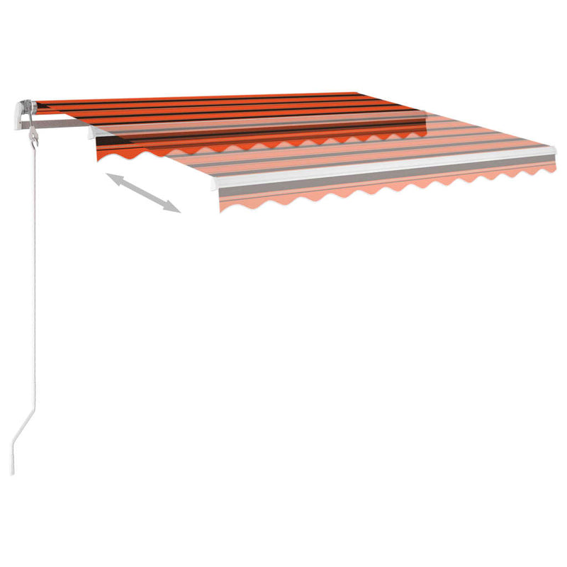 vidaXL narancssárga-barna kézzel kihúzható LED-es napellenző 3 x 2,5 m