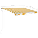 vidaXL sárga és fehér kézzel kihúzható LED-es napellenző 3,5 x 2,5 m