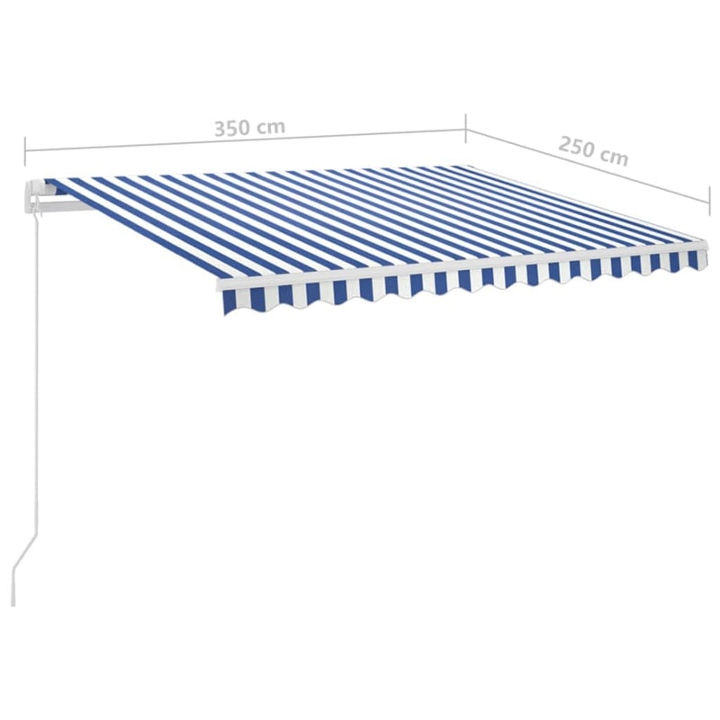 vidaXL kék/fehér automata szélérzékelős és LED-es napellenző 3,5x2,5 m