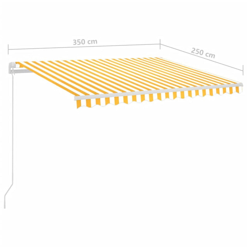 vidaXL sárga-fehér szélérzékelős és LED-es napellenző 3,5 x 2,5 m