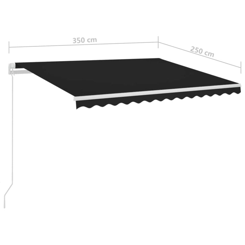 vidaXL antracitszürke szélérzékelős és LED-es napellenző 3,5 x 2,5 m