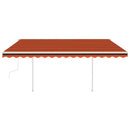 vidaXL narancs és barna kézzel kihúzható napellenző póznákkal 4 x 3 m