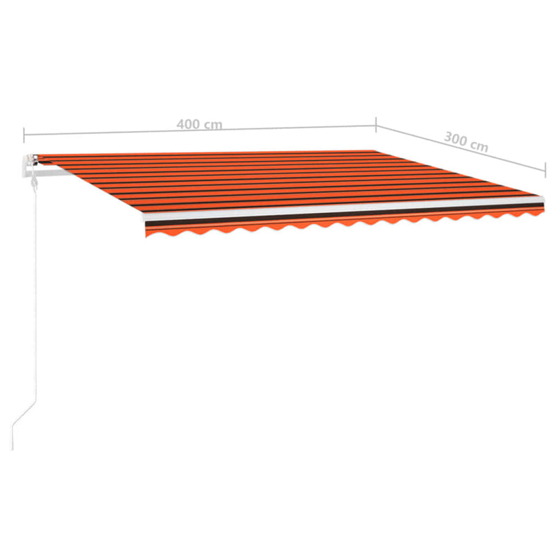 vidaXL narancs és barna kézzel kihúzható LED-es napellenző 4x3 m